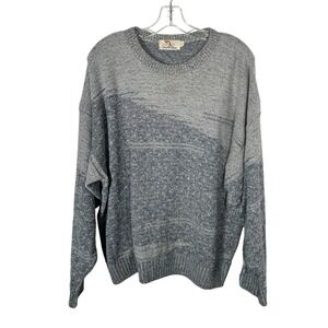 Arnold Palmer Vintage Blue Grey‎ Marled Knit Crewneck Sweater Grandpa Core XL